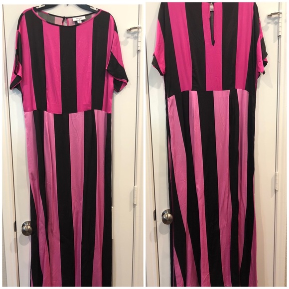 NWOT! CJR for Target pink black striped maxi dress - Picture 2 of 6